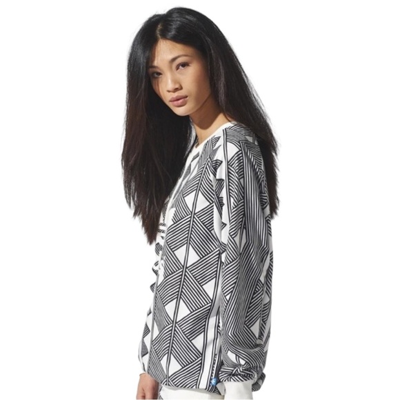 Adidas Originals Mexkumerex Black White Geometric Crewneck Sweatshirt Size Small - Picture 2 of 12
